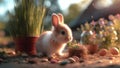 Easter Bunny in Spring Garden - AI generated Illustration, realistic