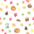 Lovely watercolor autumn pattern