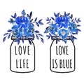 Lovely watercolor flower blue vase