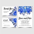 Lovely watercolor flower blue wedding invitation