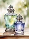 Watercolor Perfume Bottles - AI Generated