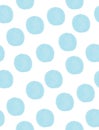 Lovely Watercolor Style Geometric Vector Pattern with Hand Drawn Blue Dots Isolated on a White Background. Royalty Free Stock Photo