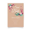 lovely wedding invitation with hand drawn flowers vector illustration