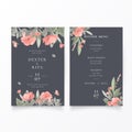 lovely wedding invitation menu template vector illustration