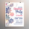 Lovely white chtistmas party poster template with snowflakes