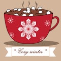 Lovely winter card with cocoa and marshmallows.