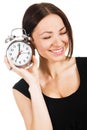 Lovely woman with alarm clock