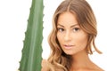 Lovely woman with aloe vera Royalty Free Stock Photo