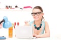 Lovely woman laptop computer Royalty Free Stock Photo