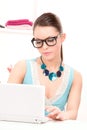 Lovely woman laptop computer Royalty Free Stock Photo