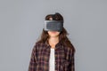 Lovely woman testing virtual reality glasses Royalty Free Stock Photo