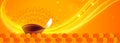 Lovely yellow happy diwali diya lights banner design