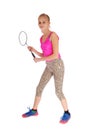 Lovely young girl with tennis racquet. Royalty Free Stock Photo