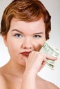 Lovely young woman with dollar Royalty Free Stock Photo