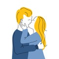 Lover couple line vector Royalty Free Stock Photo