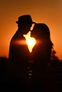 Lover couple in sunset