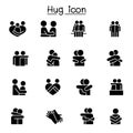 Lover, hug, friendship, relationship icon set vector illustration graphic design glyph style