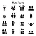 Lover, hug, friendship, relationship icon set vector illustration graphic design