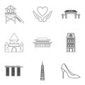 Lover icons set, outline style