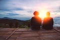 Lover Men and women Asia travel relax. Morning atmosphere nature Forests, mountains. Phu Thap Buek Thailand Royalty Free Stock Photo