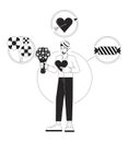 Lover person archetype bw concept vector spot illustration