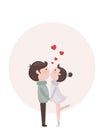 A lover`s kiss. Vector illustration on white background.