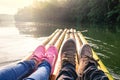 Lover traveling by boat Royalty Free Stock Photo