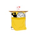 Lover volleyball. Guy and ball in bed. Lovers in Bedroom. Romantic date. Love sport play game