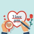 Lover writing a Valentine I love you Royalty Free Stock Photo