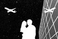 Lovers in Aeroport at night