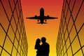 Lovers in Aeroport at sunset