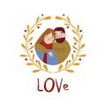 Lovers, Autumn illustration. Vector design template