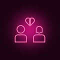 Lovers breakup glyph icon. Elements of Web in neon style icons. Simple icon for websites, web design, mobile app, info graphics