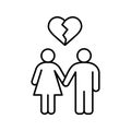Lovers breakup linear icon Royalty Free Stock Photo