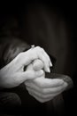 Lovers couple holding hands in monochrome Royalty Free Stock Photo