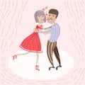 Lovers dancing in valentine`s day