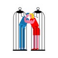 Lovers got out of cage. Concept of liberated love