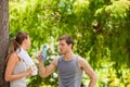 Lovers after the gym Royalty Free Stock Photo