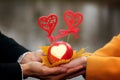 Lovers Hands Apple And Heaarts