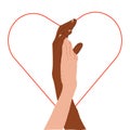 Lovers hands illustration for St Valentines day