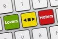 Lovers and Haters - Inscription on Green Keyboard Key Royalty Free Stock Photo