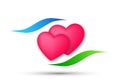 Lovers hearts care logo icon concept on white background