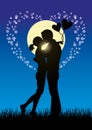 Lovers kissing couple sihouette Royalty Free Stock Photo