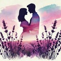 Lovers in a Lavender Sunset Royalty Free Stock Photo