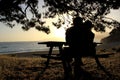 Lovers man and woman kissing on a beach Royalty Free Stock Photo