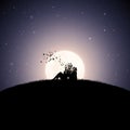 Lovers on moonlight night Royalty Free Stock Photo