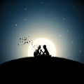 Lovers on moonlight night Royalty Free Stock Photo