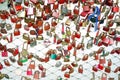 Closeup of love lockers at famous bridge Makartsteg in Salzburg, Austria