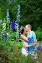 Lovers in the park on a date Royalty Free Stock Photo