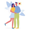 Lovers Romantic Embrace Flat Vector Illustration Royalty Free Stock Photo